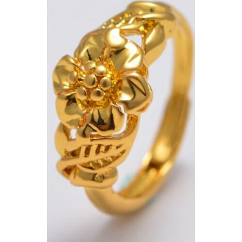 Camellia Dubai African Small Gold Color Rings for Women Girls Arabian Middle East Jewellery Little Bangs Woman Mama Best Gifts