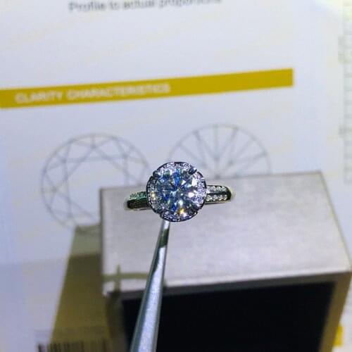 Moissanite Ring Silver 925 VVS 0.5CT 1CT 2CT 3CT Lab Diamond Fine Jewelry for Women Wedding Party Anniversary Ring Classic Style