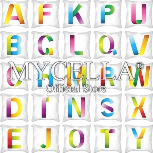 Ribbon 26 Letters Cushion Cover English Alphabet Throw Pillow Letters Polyester Home Decorative Pillowcase Sofa Cushion Cover