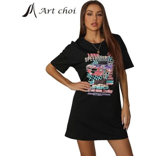 Summer Casual Women Fashion Print Long T Shirt Pullover Short Sleeve Tops Simple Bottoming Base Shirt Ins Trend All-match Black