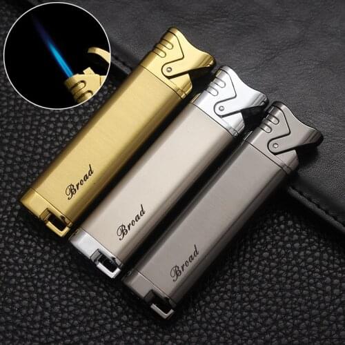 Metal Windproof Cigar Turbo Gas Lighter Long Strip Torch Creative Portable Lighter Electronic Lighters Men smoking Gadgets