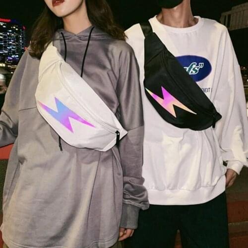 Men Canvas Chest Bag Unisex Casual Waist Bag Reflective Hip hop Fanny Pack Boy Waterproof Waist Bag For Men Street Style Male