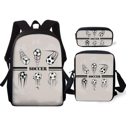 2021 New 3D School Bag Soccer Pattern White Backpacks Waterproof Book Bags Travel College Rucksacks Plecaki Szkolne