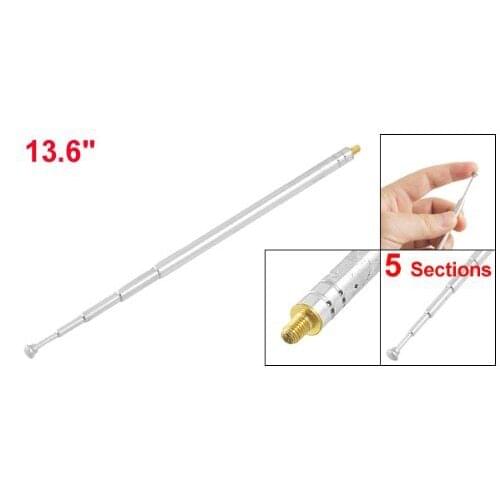 New Hot 13.6" 345mm FM Radio TV Telescopic Whip Antenna Aerial Silver Tone