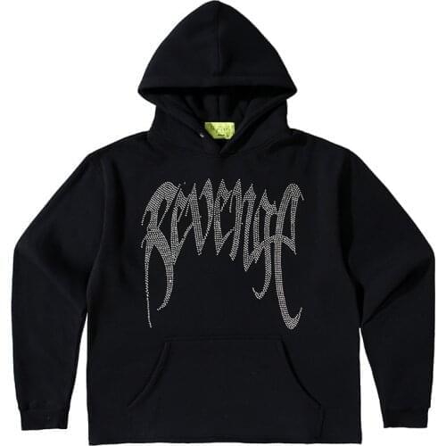 New luxury Unisex REVENGE diamonds Skull Pullover Hoodies Hoody hooded Sweatshirts velvet Cotton Drake Thick Fleece Street #N342