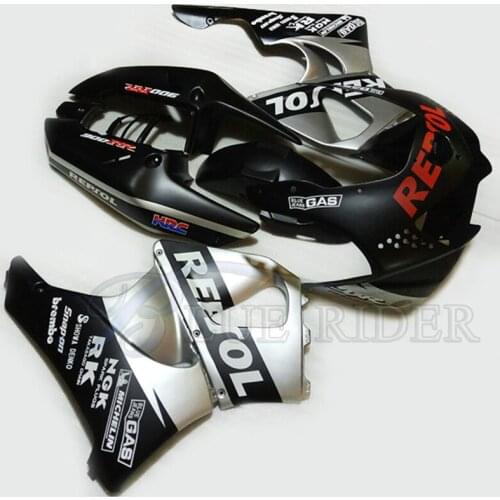 Motorcycle ABS Plastic Fairing Kits For HONDA CBR900RR 919 98- 99 CBR919RR 1998 -1999 black grey REPSOL bodyworks