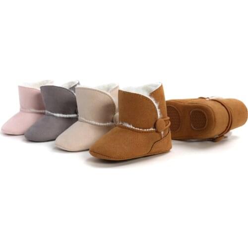 Newborn Toddler Solid Warm Boots Winter First Walkers Baby Girls Boys Shoes Soft Sole Fur Snow Booties for 0-18M