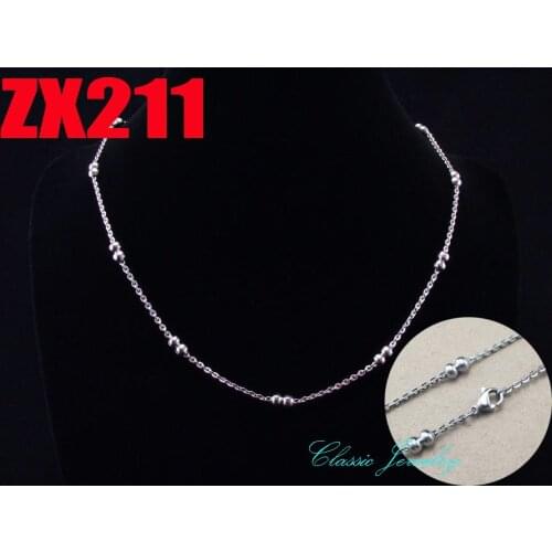 Wholesale - 14"-38" length 4mm double ball stainless steel necklace cross chain Jewelry women fashion chains 20pcs ZX211