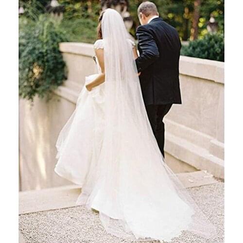 Simple 3 M Soft Tulle Bridal Veil Wedding Cut Edge Women Wedding Veil With Comb Wedding Accessories