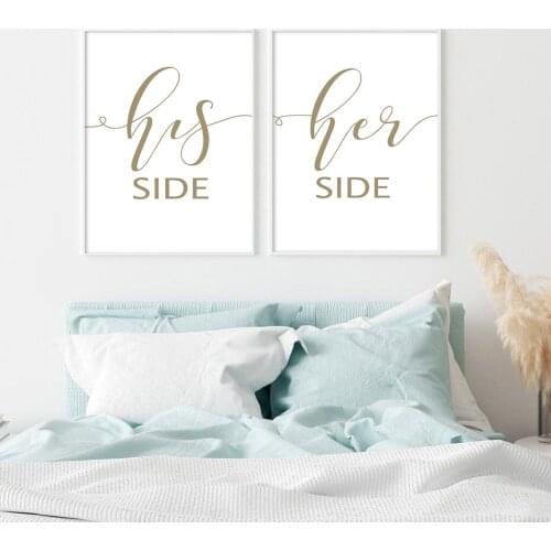 Bohemia Letters Bedroom Wall Art Print His Side Her Side Canvas Paintings Weeding Gifts Poster and Prints Bedroom Home Decor