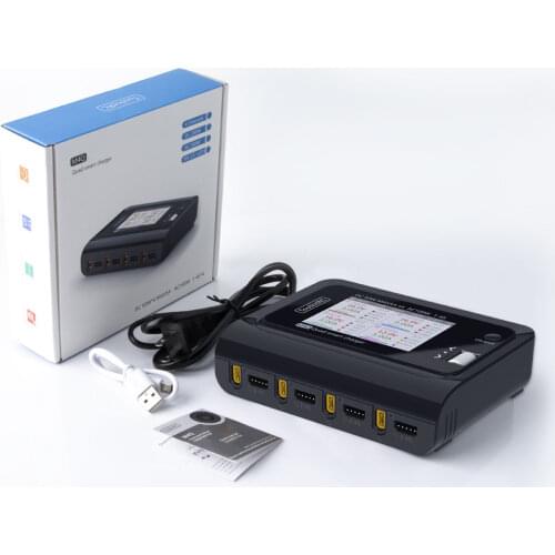 In Stock ToolkitRC M4Q 4x50w 5A AC 100W 4 DC Optional XT60 / XT30 1-4S 3.5 inch IPS Color Screen 32 bits Smart Charger