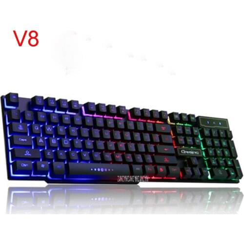 V8 Keyboards Backlight Game Computer Desktop Home Luminous Machine Touch Notebook External USB Wired Keyboard 104 keys 442*135mm