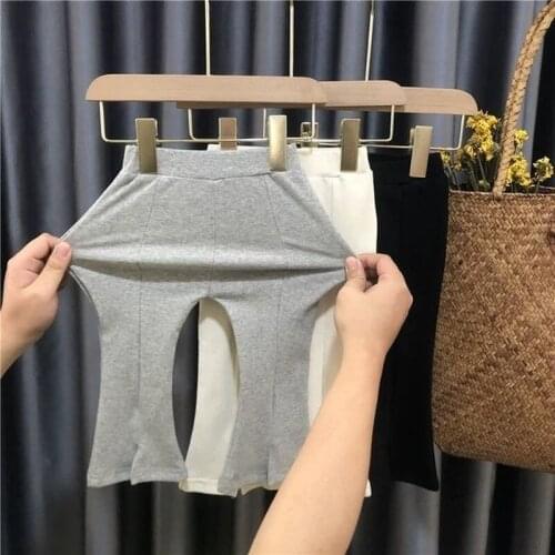 Spring And Autumn New cotton Wide-leg Pants For Girls, Foreign Stretchy, Baby Girl leggings, Outer Wear, Baby Split Flared Pants