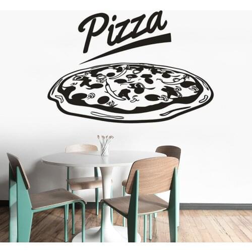 Pizza Logo Vinyl Sticker Restaurant Pizza Shop Vinyl Window Sticker Removable Pizza Store Wall Art Poster Kitchen Decor AZ155