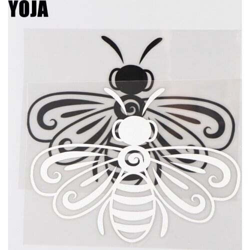 YOJA 15.4×11.5CM Honeybee Cartoon Animal Fashion Decal Vinyl Car Sticker Pattern Black/Silver 19C-0050