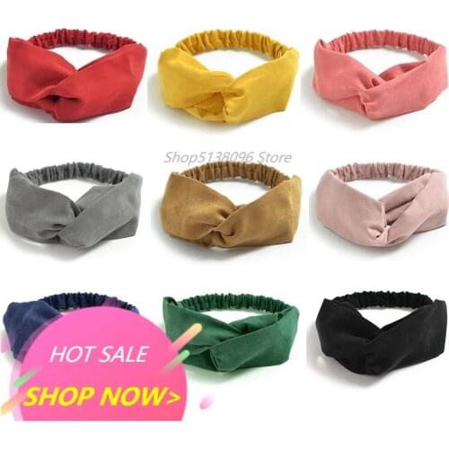 2021 Fashion Women Headband Vintage Cross Knot Elastic Hair Bands Soft Solid Girls Hairband Hair Accessories