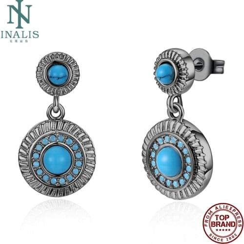 INALIS Round Luxurious Drop Earrings For Women Kallaite Female Copper Earring Anniversary Fashion Jewelry Free Shipping Best