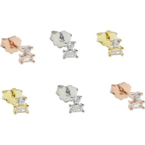 2021 Cute real 925 sterling silver Small Earrings Fashion cz paved Minimalis Stud Earrings For Women Girls Jewelry drop ship