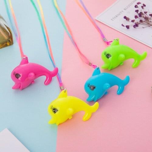 1Pc Glowing Whistle Plastic Dolphin Halloween Colorful Lanyard Sports Referee Whistle Survival Outdoor Tool Party Flashing Vocal