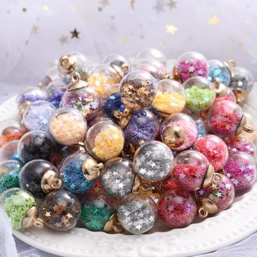 10Pcs/lot 16mm Ball Transparent Glass Bead Pentagram Pendant for Diy Handmade Jewelry Making Bracelet Earring Accessories