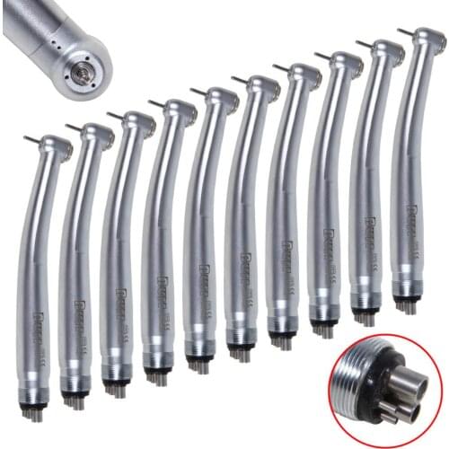 10 Pcs NSK Style Clean Head Dental High Speed Single Spray Handpiece Turbine Push Button 4Holes