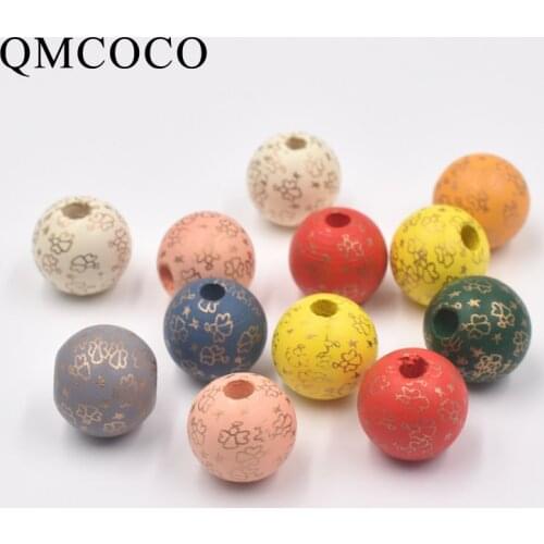 DIY 20Pcs Colorful Print Little Angel Creative Wooden Beads Crafts Customize Fashion Jewelry Baby Childrens Toys Accessories