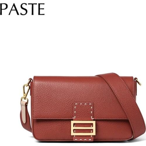 2021 Summer Fashion Brand Sewing Design Flap Bag Small Genuine Leather Women Crossbody Shoulder Bag 2 Straps Dropship