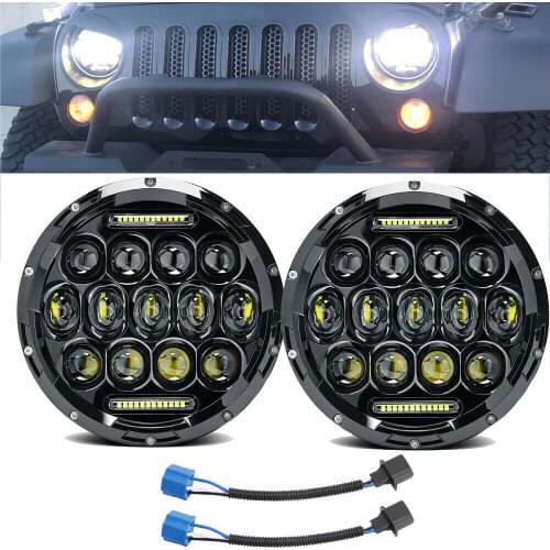 2X 7" Inch LED Round Headlights Hi/Lo DRL Beam For JEEP Wrangler JK TJ LJ CJ