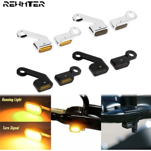 2X Motorcycle LED Mini Amber Turn Signal Indicator Running Light With E Mark Lamp For Harley Touring FLHR 09-17 Softail 15-20