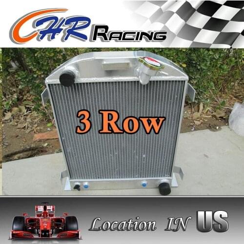 3 ROW Aluminum Radiator for 1932 FORD CHOPPED CHEVY ENGINE AT