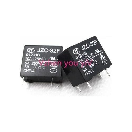 5PCS/ JZC-32F HF32F JZC-32F-012-HS 5A 12VDC 12V Power Relay 4Pin