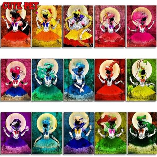 5D DIY Full Round Drill Diamond Painting beautiful girl Paintings Cartoon Mosaic Beadwork Cartoon girl Rhinestone Drawing Craft