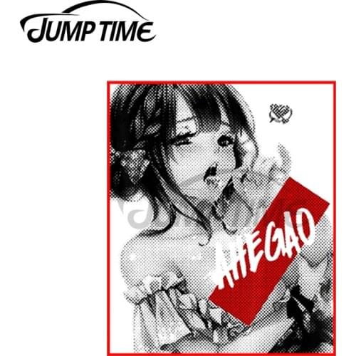 Jump Time 13 x 13cm Ahegao Lewd Waifu Car Stickers Windshield Refrigerator Decal Windows Vinyl Material Creative SUV Graphics