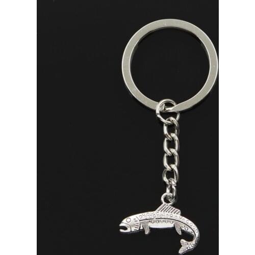 Fashion Eel Fish 24x18mm Pendant 30mm Key Ring Metal Chain Silver Color Men Car Holder Gift Souvenirs Keychain