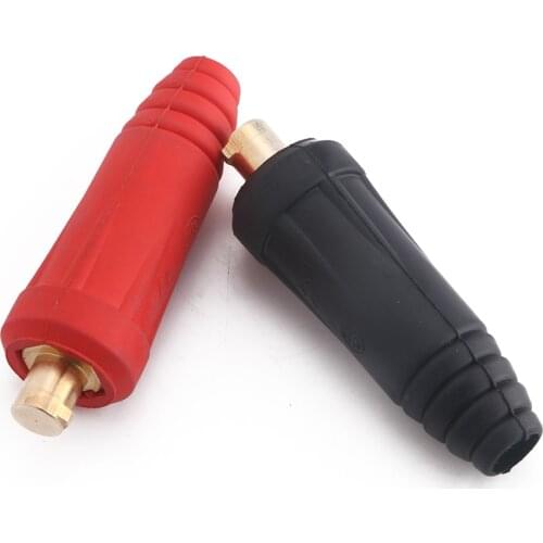 DKJ 10-25 35-50 50-70 Quick Fitting Male Cable Connector Europe Welding Machine Copper Plug Socket Red and Black 2 set