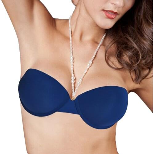 Ladies Secret Brand Padded Push Up Bras Strapless 2 Way Wear Blue White Black Nude Rose Big Cup Simple Style Underwear women