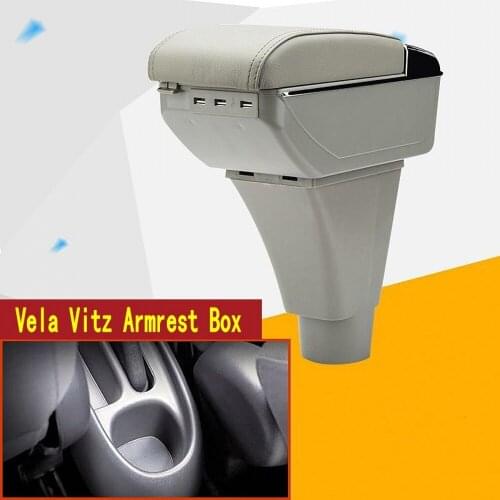 For Toyota Vela Vitz armrest box central Store content box with cup holder ashtray USB Vitz Vela armrests box Beige gray
