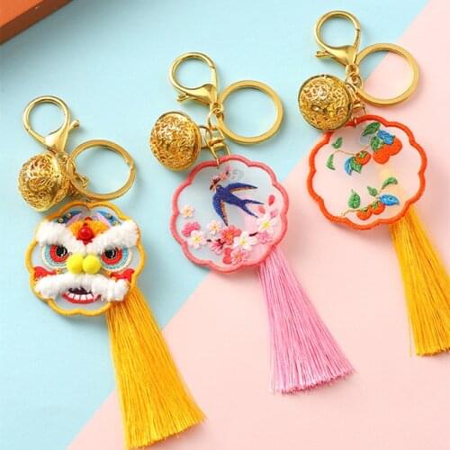 Dancing Lion Diy Embroidery Needlework Cross-stitch Knitting Keychain Accessories Needlework Crafts for Adults Jewelry Pendant
