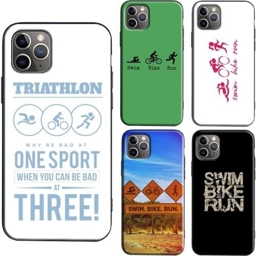 Swim Bike Run Triathlon TPU Case For iPhone X XR XS Max SE 2020 6S 7 8 Plus 11 Pro Max 12 Pro Max mini Coque