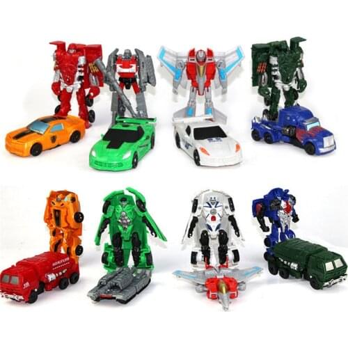 1PCS Plastic Kid Classic Robot Car Toys 10CM Transformation Model Robot Car Action & Toy Figures Education BoyS Gift I0303