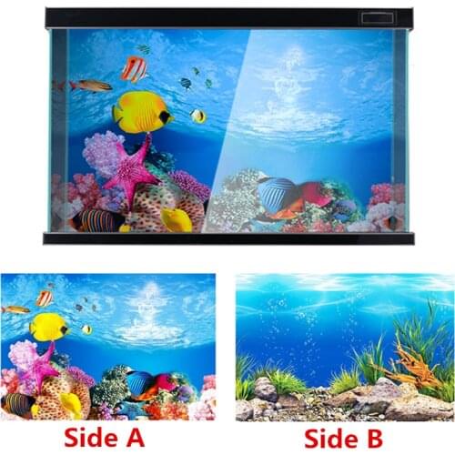PVC Double Side Aquarium Decoration Poster Fish Tank Background Sticker Ocean Acuario Decor Ornament Decorative Accessories