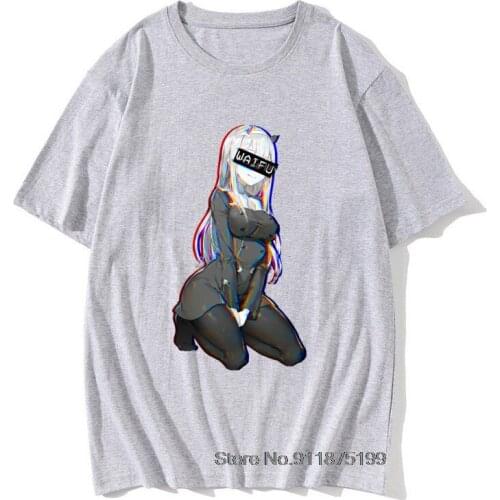 Zero Two Waifu Ahegao Tshirt Vaporwave Neon Sexy Pin Up Girl Reggae Men T Shirt My Hero Academia Xmas Happy New Year