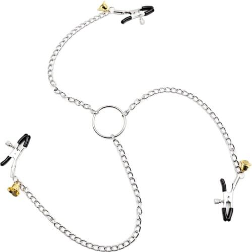 IKOKY Nipple Stimulator Adult Games Flirting Teasing Erotic Toys Nipple Clamps Stainless Steel Metal Chain Sex Toys for Couple