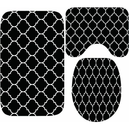 Classic Black White Quatrefoil Nordic Bathroom Home Decor Scandinavian Non Slip Bath Mat Toilet Shower Carpet Rug Zebra Print