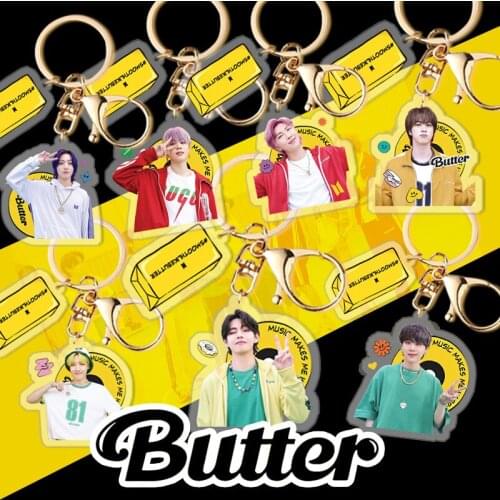 KPOP Bangtan Boys New Album Butter Acrylic Keychain Decoration Pendant Star Peripheral Same Style