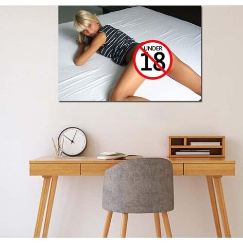 Beautiful Blonde Girl on the Bed Canvas Painting Adult Model Posters and Prints Wall Art Picture for Living Room Decor No Frame