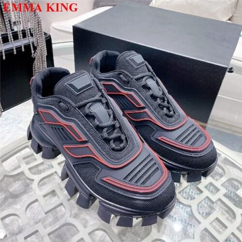 Fashion Women Casual Shoes 2021 Ladies Thick Sole Lace Up Sneakers Luxury Tenis Design Shoes Runway Female Vulcanize Shoes Woman