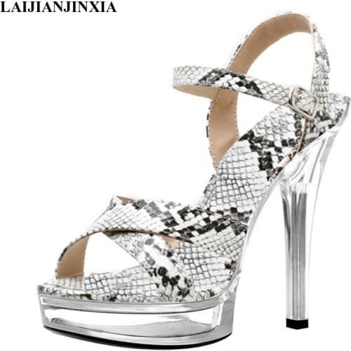 LAIJIANJINXIA New Summer Womens Sandals Sexy Platform 13 CM High Heel Shoes ole Dancing Sandals Open Toe Exotic Dancer Shoes