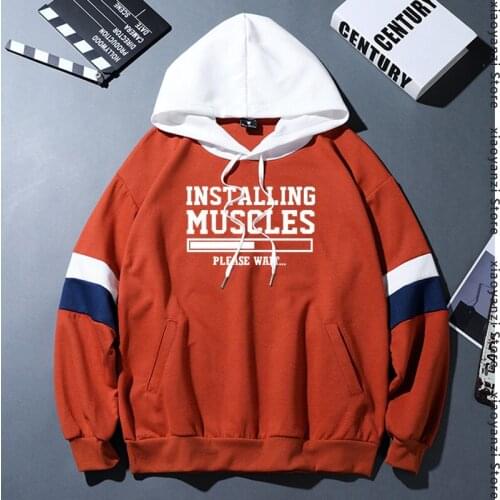 Mens 2020 hoodies printed INSTALLING MUSCLES funny sweatshirts fashion brand clothing cross hoodies men homme fitness pullovers