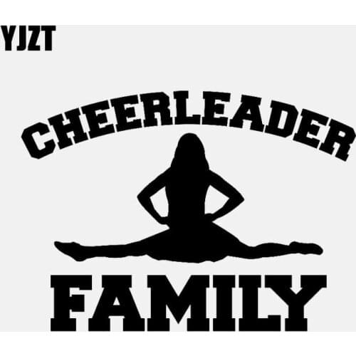 YJZT 14.5CM*10.4CM CHEERLEADER FAMILY Silhouette Vinyl Car Sticker Decal Sports Black/Silver C3-2102